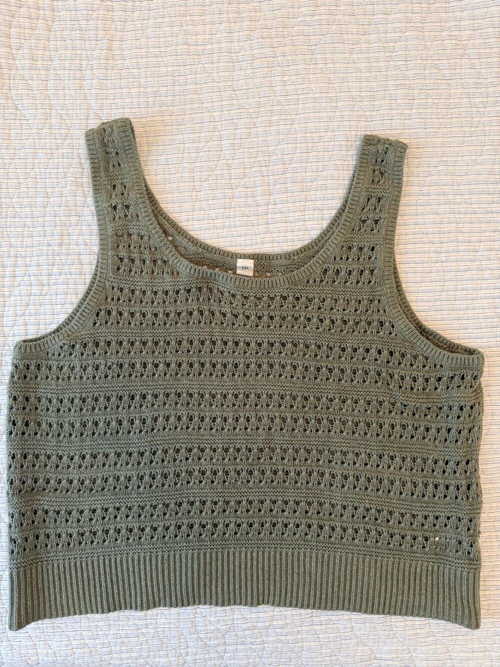 Old Navy Boho Crochet Open Knit Cropped Sweater Vest Size 2XL
